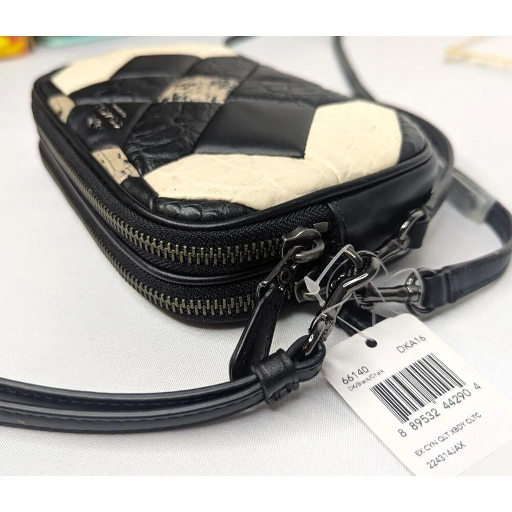 Coach Black Canyon Quilt Exotic Embossed Leather Clutch Crossbody Purse NWT